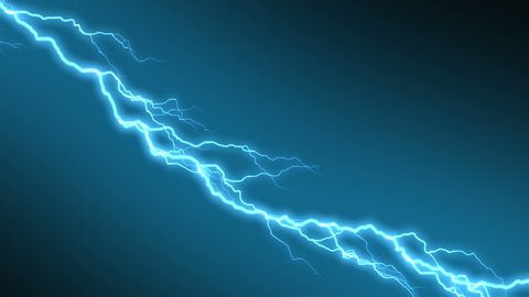 Beautiful Lightning Strikes on Black Background. 2 Videos of Blue Realistic Glow animation. 4k Stockvideó