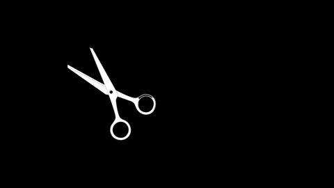 Self drawing animation of scissors. Copy space. White Black background.の動画素材