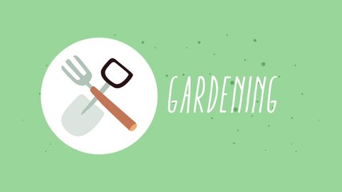gardening animation with shovel and rake ,4k video animated Stock-video