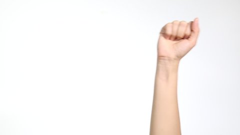 Fist from a man's hand on a white background Video stock