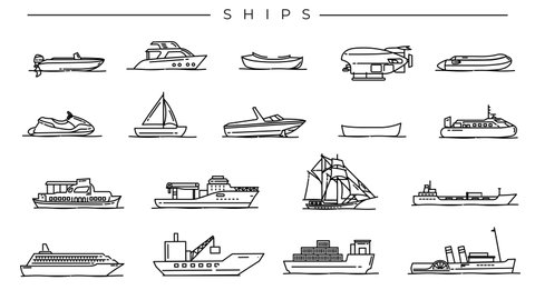 Collection of Ships line icons on the alpha channel., videoclip de stoc