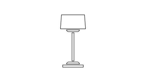 Black line Floor lamp icon isolated on white background. 4K Video motion graphic animation.の動画素材