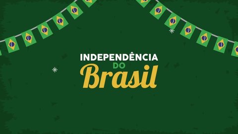 independence brazil lettering with garlands animation ,4k video animated स्टॉक वीडियो