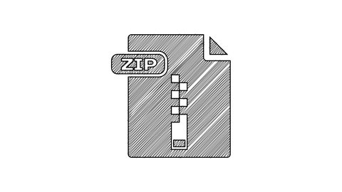 Black line ZIP file document. Download zip button icon isolated on white background. ZIP file symbol. 4K Video motion graphic animation. : vidéo de stock