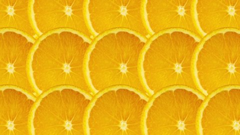 ORANGE words and orange slice fruit 3d illustration background 库存视频