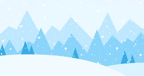 Snowfall. Falling snow on the background of a snake landscape. Animation. Christmas and New Year's snowflakes. Seamless frames. Green screen. 4K Video stock