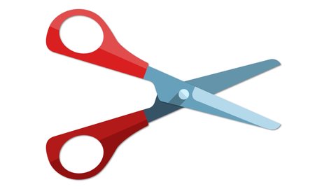 Стоковое видео: Craft scissors cutting. Vector with Alpha Background