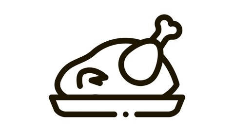 fried whole chicken Icon Animation line Stock-video