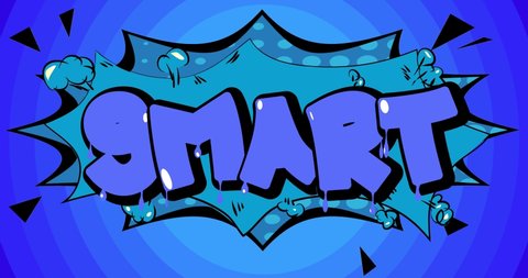 Smart. Motion poster. 4k animated Comic book word text moving on abstract comics background. Retro pop art style. Adlı Stok Video
