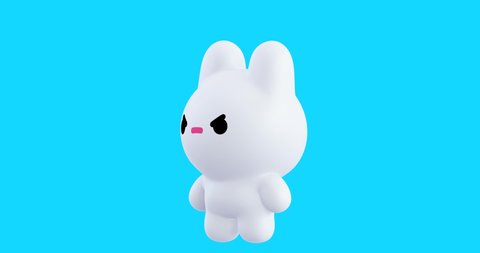 Funny Looped cartoon Bunny character. Cute animation. 4k video Adlı Stok Video