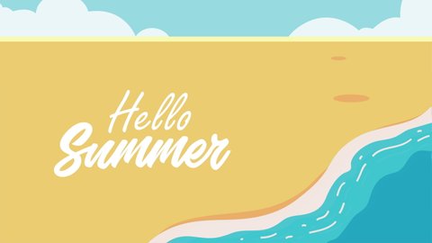 hello summer lettering animated ,4k video animated: film stockowy