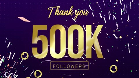 Thanking five hundred thousand followers on social media animation. 500k followers celebrating concept backdrop स्टॉक व्हिडिओ