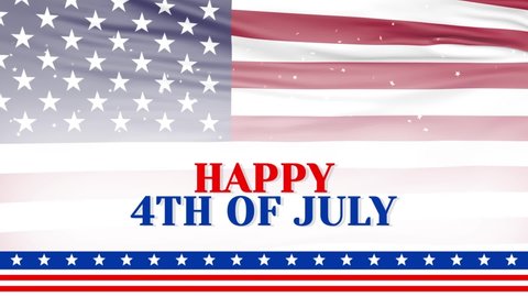 4th of July Independence day greeting animated background with american flagの動画素材
