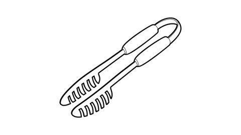 Barbecue tongs icon animation best outline object on white backgroundの動画素材