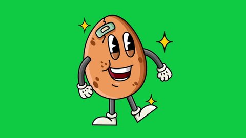 Cute Happy Egg Monster Cartoon Character Animated Icon. Isolated on Green Screen, Chroma Key Background for Transparent Use. 4K Ultra HD Vidio Motion Graphic Animation. Stock-video