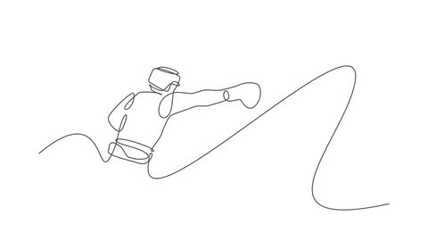 Animation of one line drawing of energetic man boxer practicing punch action. Sport combative training concept. Continuous line self draw animated for boxing championship banner. Full length motion. วิดีโอสต็อก