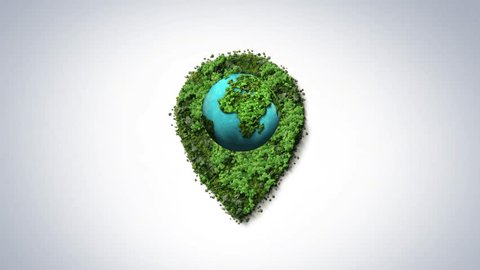 Green location symbol of pin. A green forest shape on location pin concept of green place for tourist or visit. Green Destination. Environment day concept. World Forestry Day. 庫存影片
