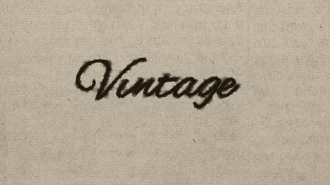 Script font graphic with ink bleeding into paper and on green screen, writing the text "vintage", in 4k at 60fps. 库存视频