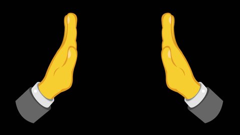Video animation of yellow hands praying, on a transparent background with zero alpha channel Stock Video