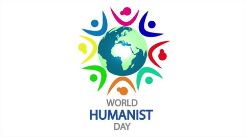 Humanist day world people planet, art video illustration. Stock Video