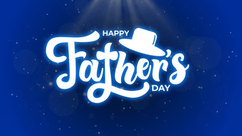 Happy Father's Day Background Video animation. ''Happy Father's Day'' lettering in white letters on blue background. Happy father's day lettering. High resolution quality background. 库存视频