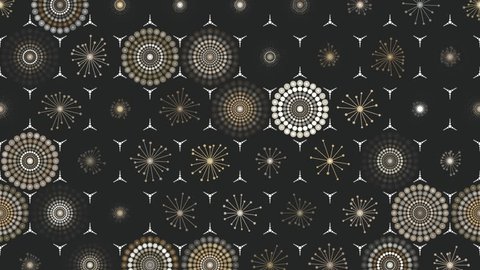 Calm modern radial designs moving in a seamless 30 second loop, dark gray backgroundの動画素材
