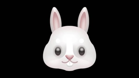 Animation of a cute rabbit's face moving its ears Adlı Stok Video