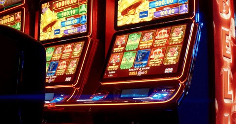 Batumi, Georgia - August 15 2023: Slider shot of modern casino slot machines – Video báo chí có sẵn