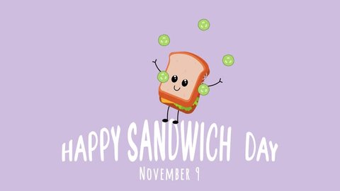 Animated sandwich juggling pickle slices animation Stock-video