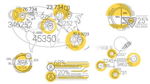 Infographic Elements In The Line Style. Yellow Spot Stock-video