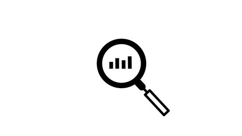 Magnifying glass with data analysis icon, simple design business growth concept animation Stock Video