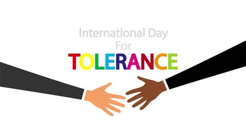 Tolerance International Day handshake, art video illustration. Stock Video