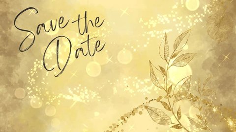 gold save she date for wedding invitations Video Stok