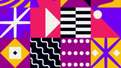 Geometric design animated background. Cool abstract shape compositions. Colorful 4k animation. Stock-video