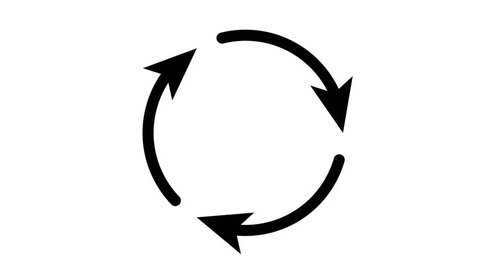 Three black arrow recycle sign and symbol animation, recycling icon symbol, loop video, animation with alpha matte 스톡 비디오