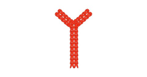 Knitting alphabet abc letter I in red color on white background. Arkistovideo