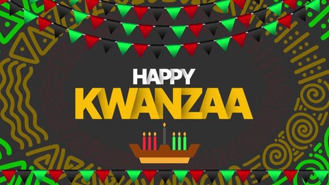 Happy Kwanzaa on Kwanzaa animated background for Happy Kwanzaa.: stockvideo