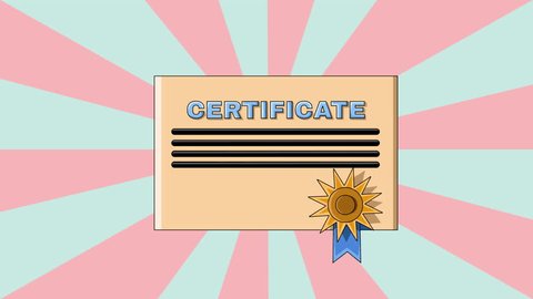 Animation of a certificate paper icon with a rotating background Stock-video