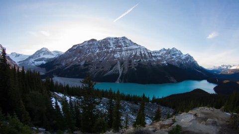 Time lapse shot of Peyto Lake day to night in Banff National Park, Alberta, BC.: stockvideo