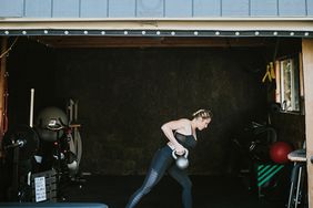 Woman in home gym