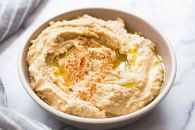 Best homemade hummus in a white bowl