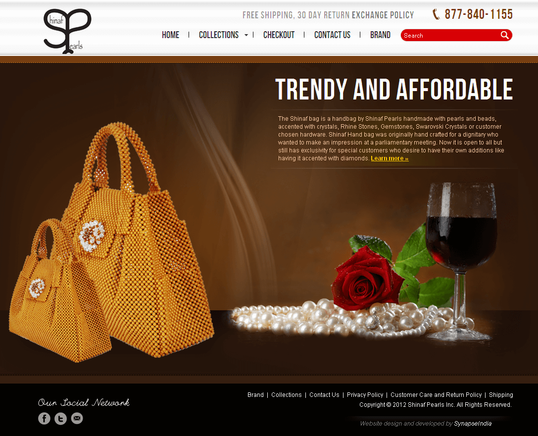 Website for Retail 'Shinaf Pearls' Using Wordpress - Online Jewelry Shop