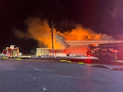 The fire is burning at the Martin's Country Market strip mall on the 1700 block of West Main Street, or Route 322, in Ephrata. Photos taken by Justin Carney.