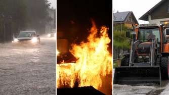 Brände, überflutete Straßen, Radlader muss Hagel räumen: Bilder zum schweren Unwetter über Bayern