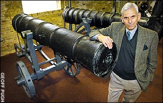 John Glanfield with the cannon