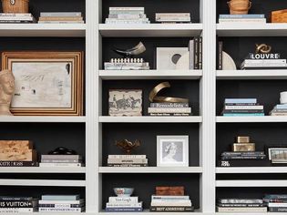 built-ins with styled books and accessories