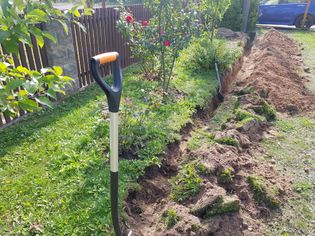 Digging a french drain in yard