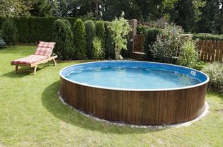 DIY above ground pool in a backyard