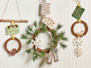 christmas wreaths with holiday cards