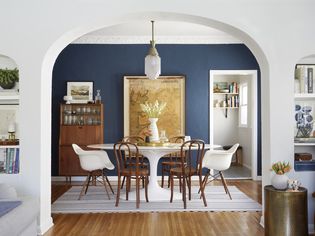 navy blue accent wall